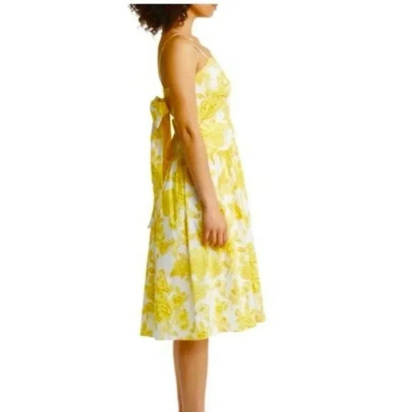 Eliza J Floral Print Cotton Bow Detail Sundress in Yellow Size 14 NWT - Picture 2 of 15